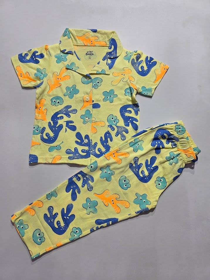 Girl's premium front open collar night suit