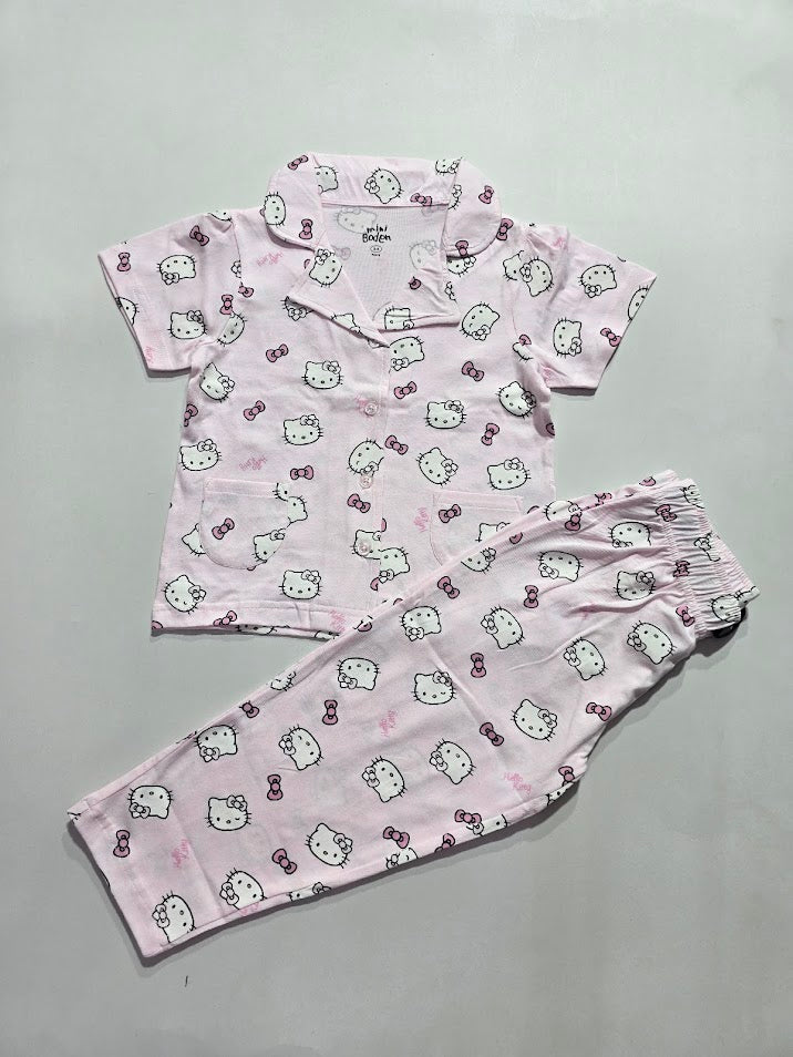 Girl's premium front open collar night suit