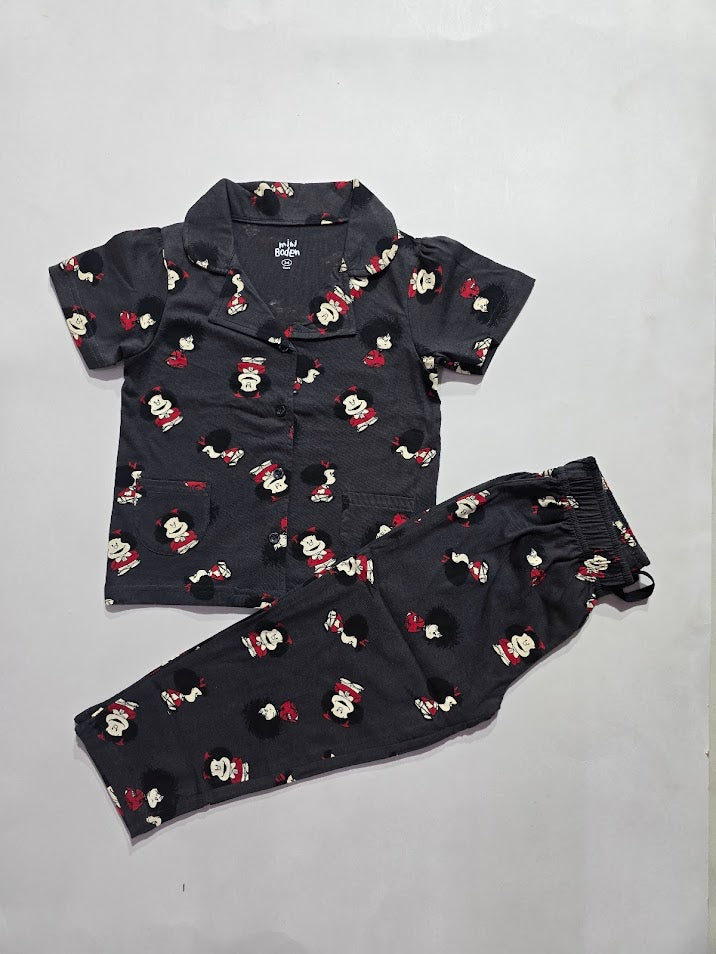 Girl's premium front open collar night suit