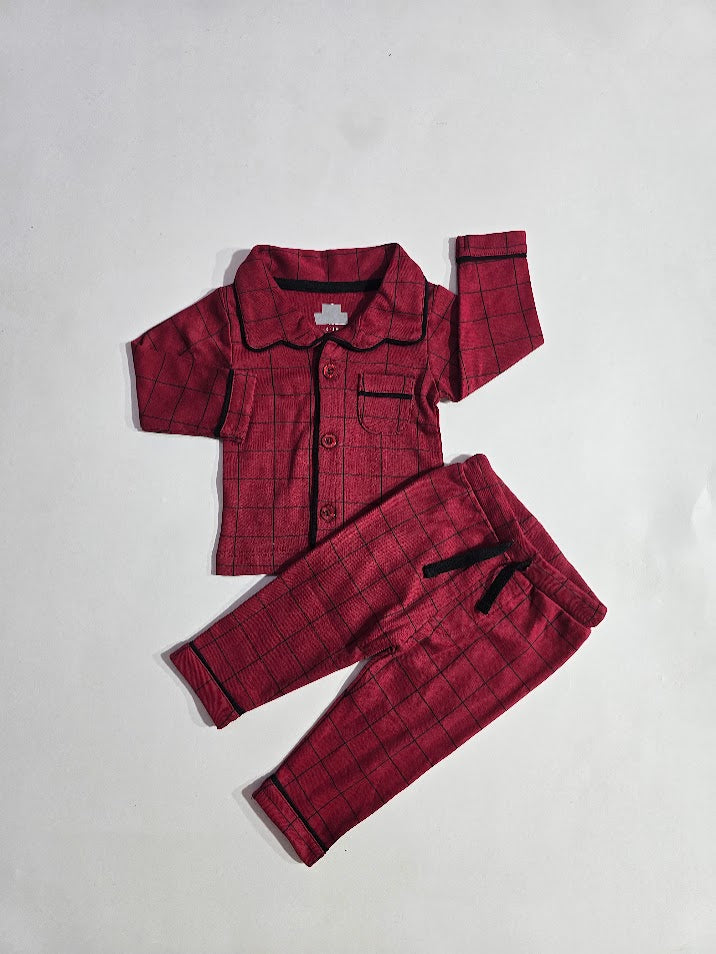 Baby's front open collar pant set