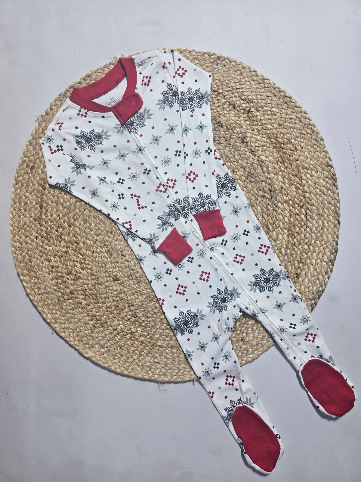 Baby's FS jumpsuit with shoe - grey snow flower