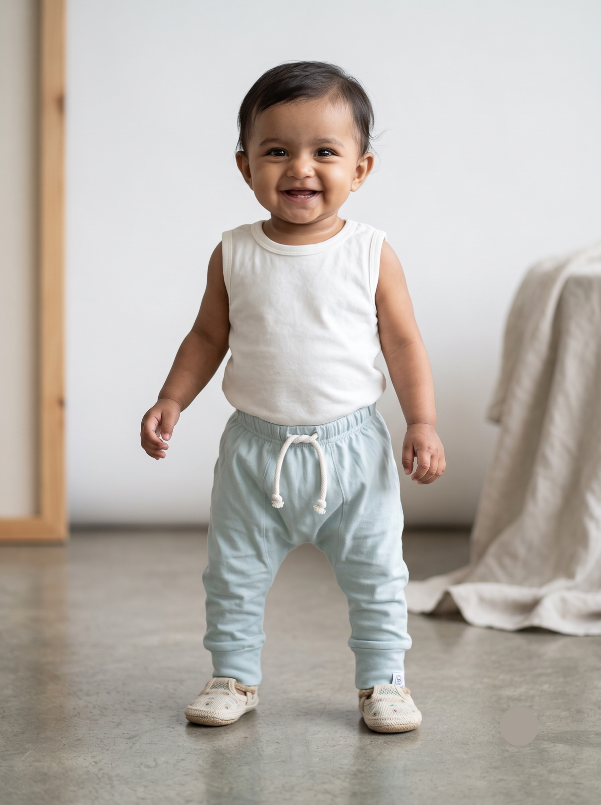 Baby's diaper pants - beige green