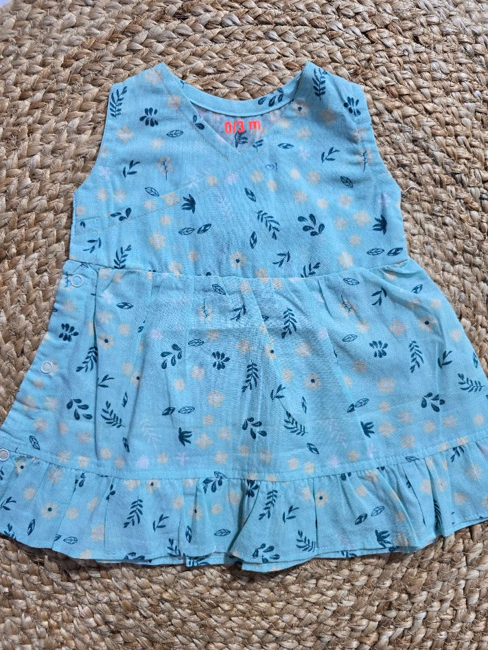 Baby's LS frock - blue