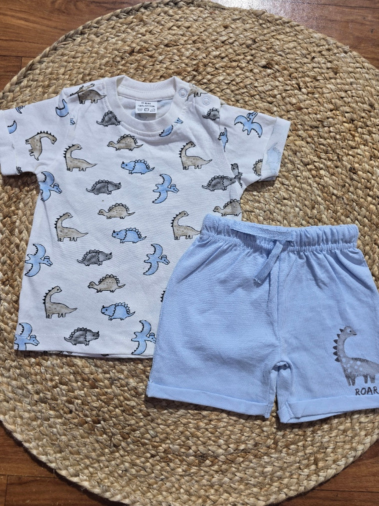 Baby's shorts set - White blue dino