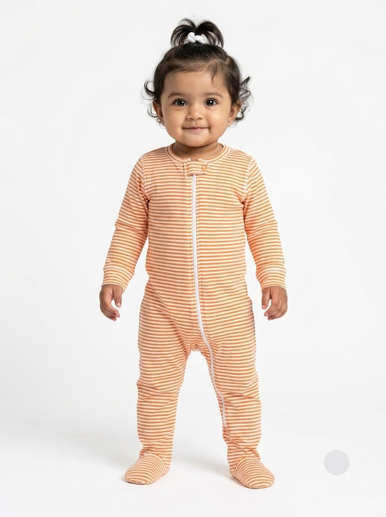 Baby's FS jumpsuit with shoe - stripe orange