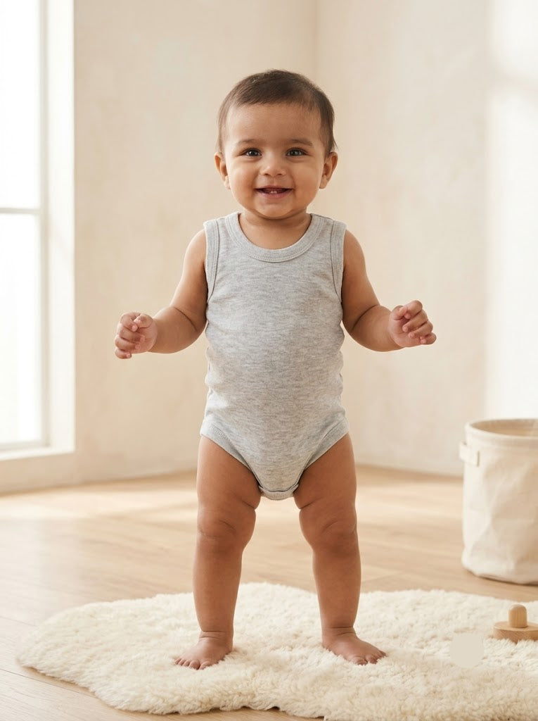 Baby's LS rompers - Light grey