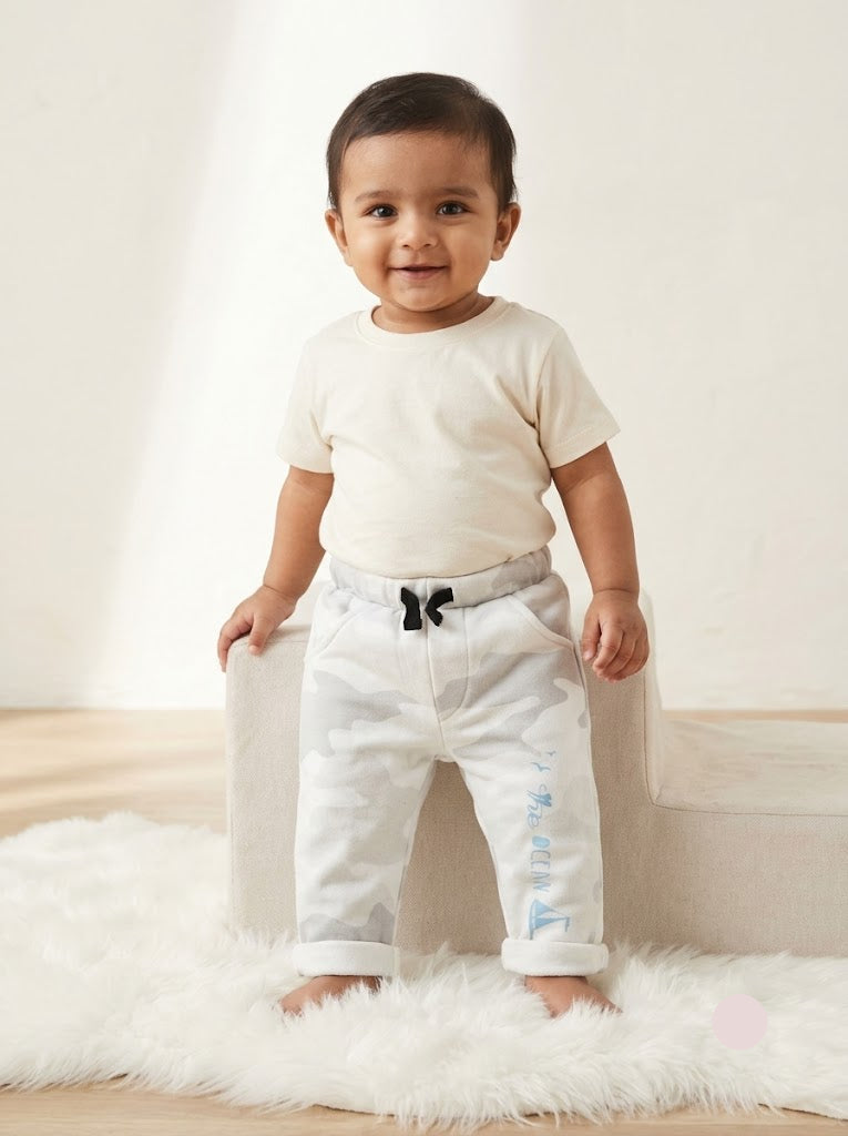 Baby's loop knit pants - grey military