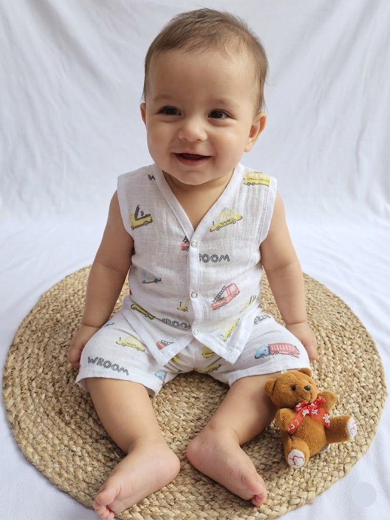Baby's muslin Co-ord set- Car