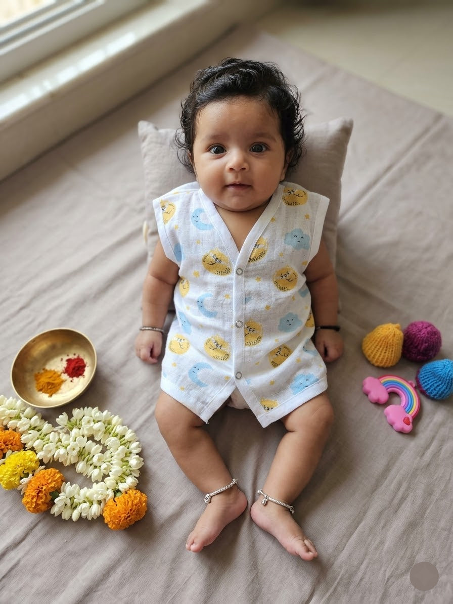Baby's muslin jabla button - Cat