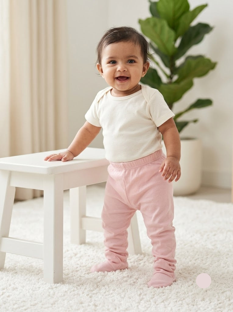 Baby's pants with attached shoe - peach
