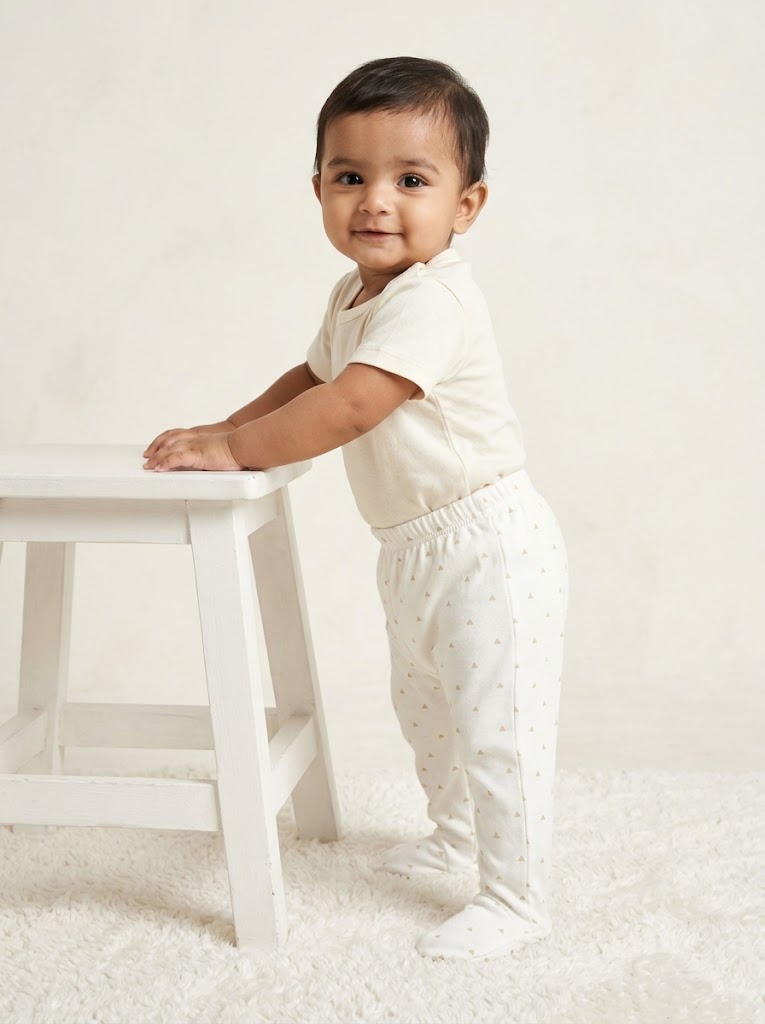 Baby's pants with attached shoe - triangle