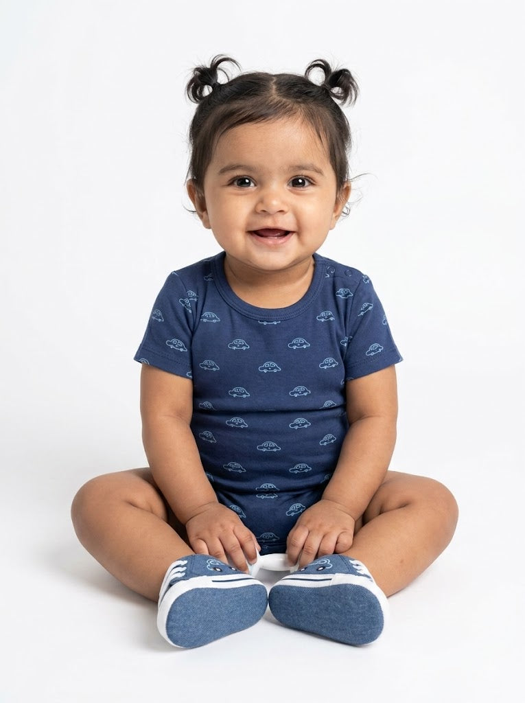 Baby's rompers - navy cars