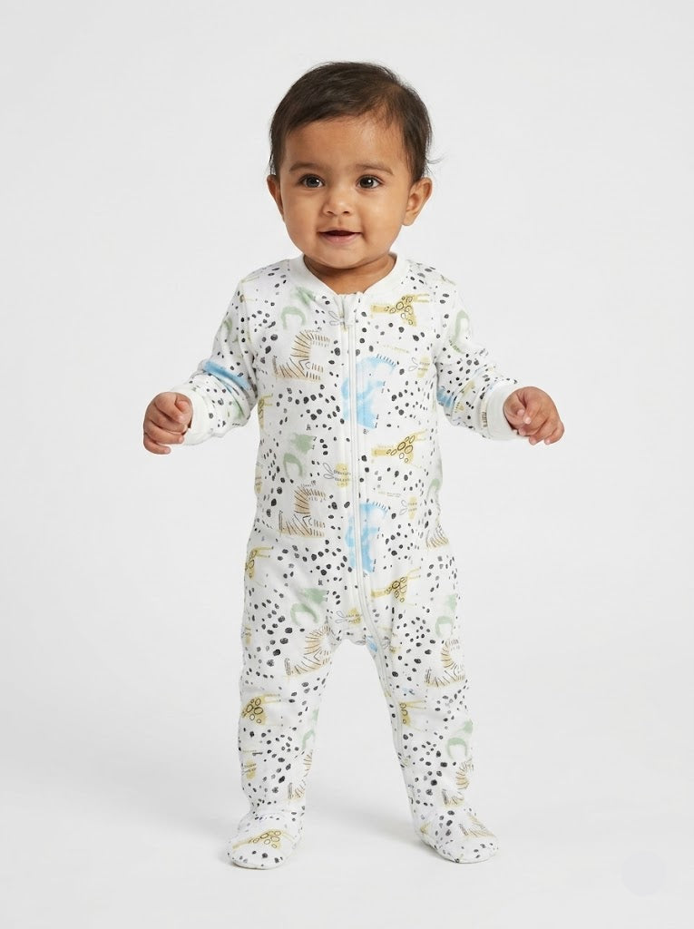 Baby's two-way zip FS jumpsuit with shoe - g/b elephant