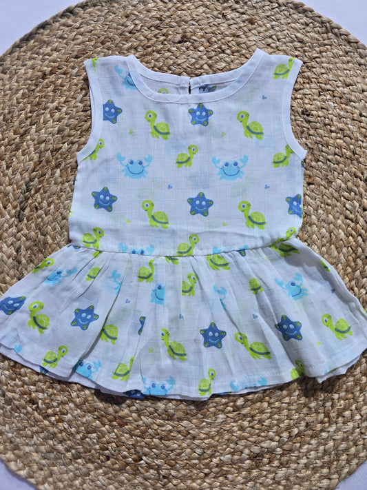 Baby's muslin frock button -Tortoise(green)