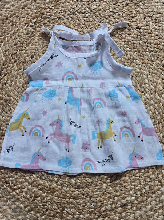 Baby's muslin frock knot - Unicorn