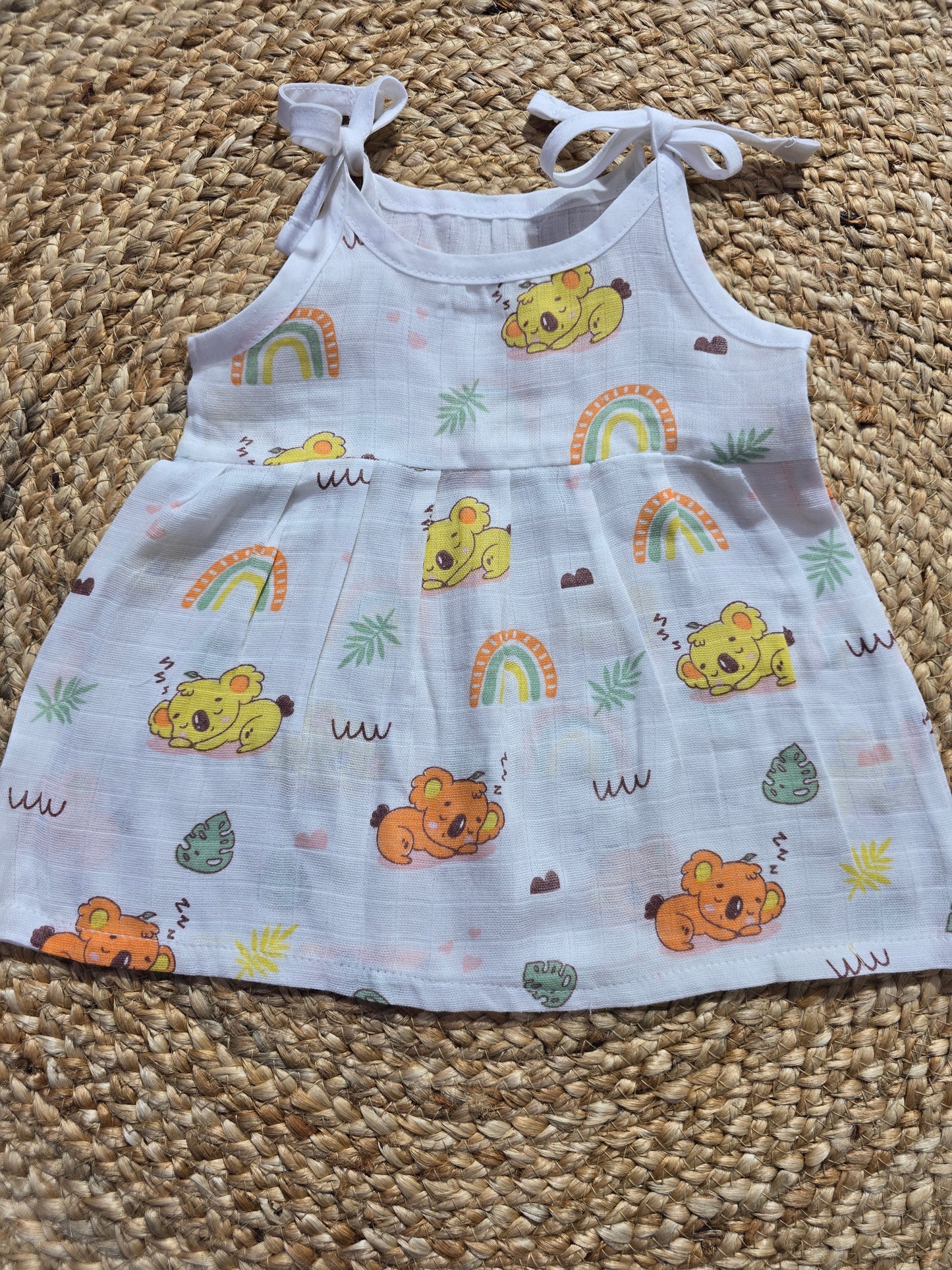 Baby's muslin frock knot - Rainbow