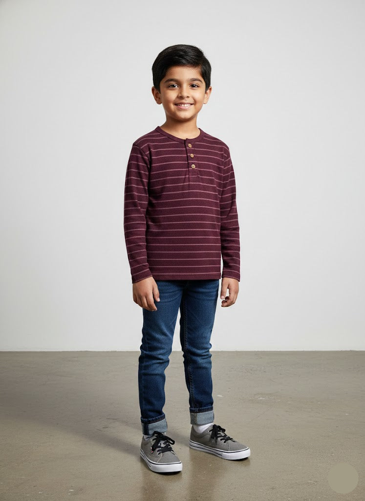 Boy's t-shirt - maroon stripes