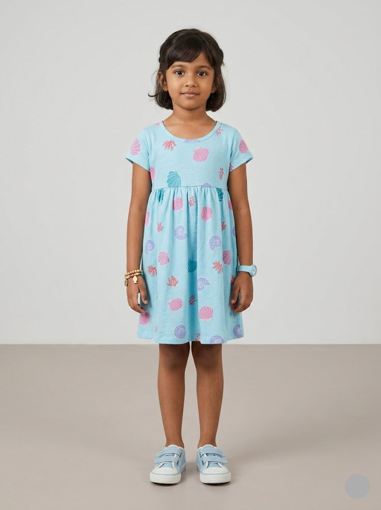 Girl's frock - shell blue