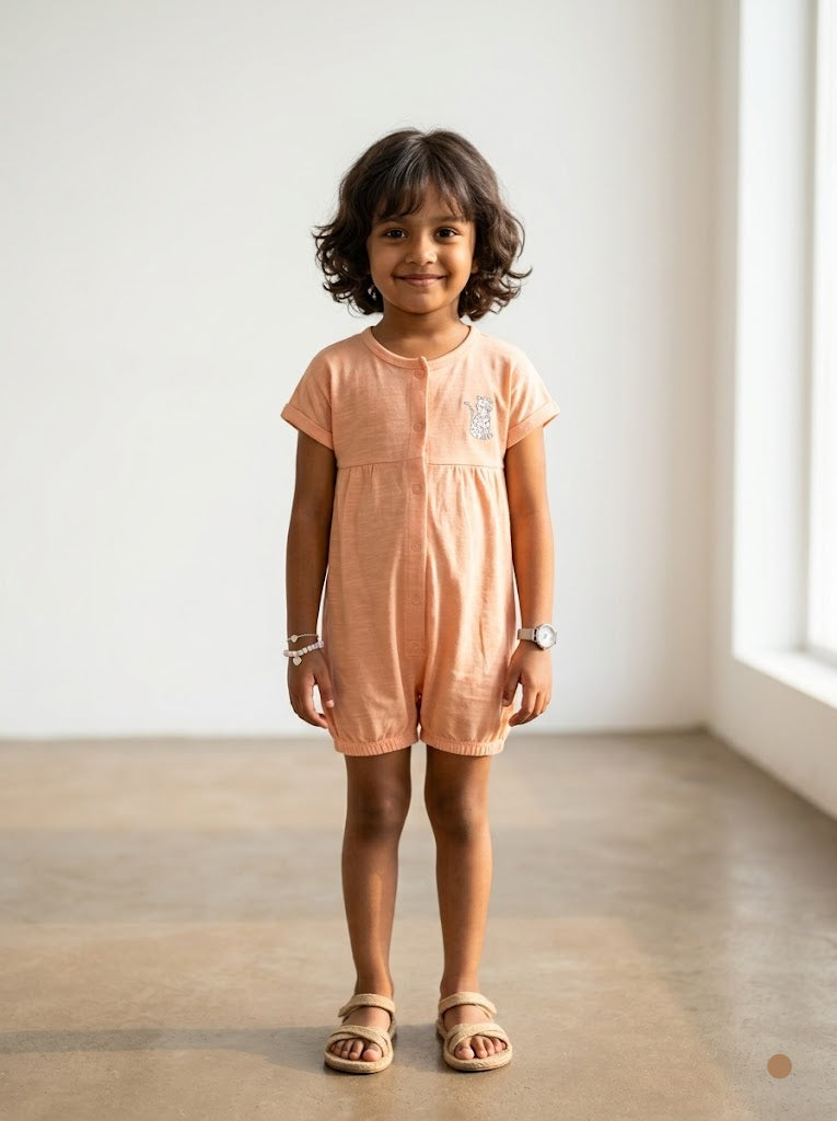 Girl's half jumpsuit - orange