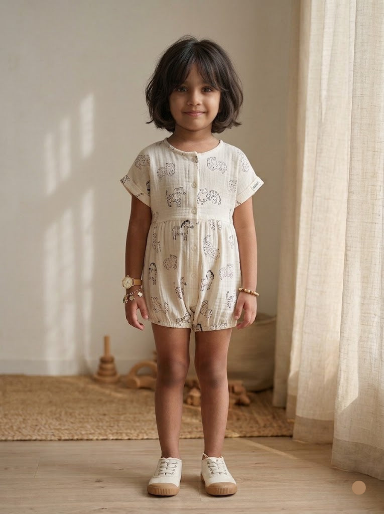 Girl's half jumpsuit - zebra
