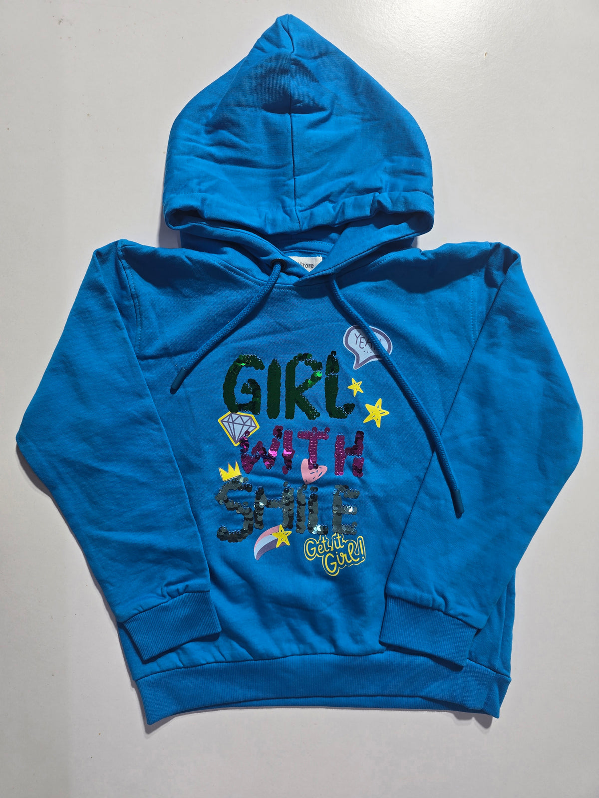 Girl's loop knit hoodie - girl sequence