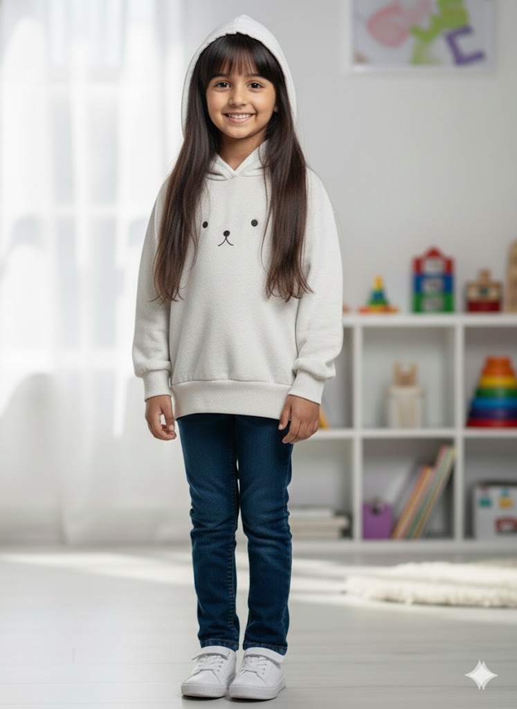 Girl's loop knit hoodie