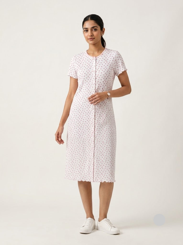 Women's long polo - pink blossom