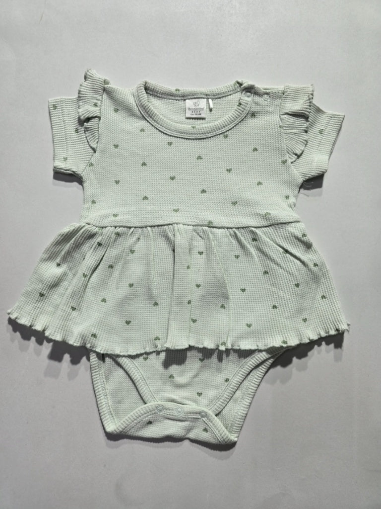 Baby's frock rompers - green heart