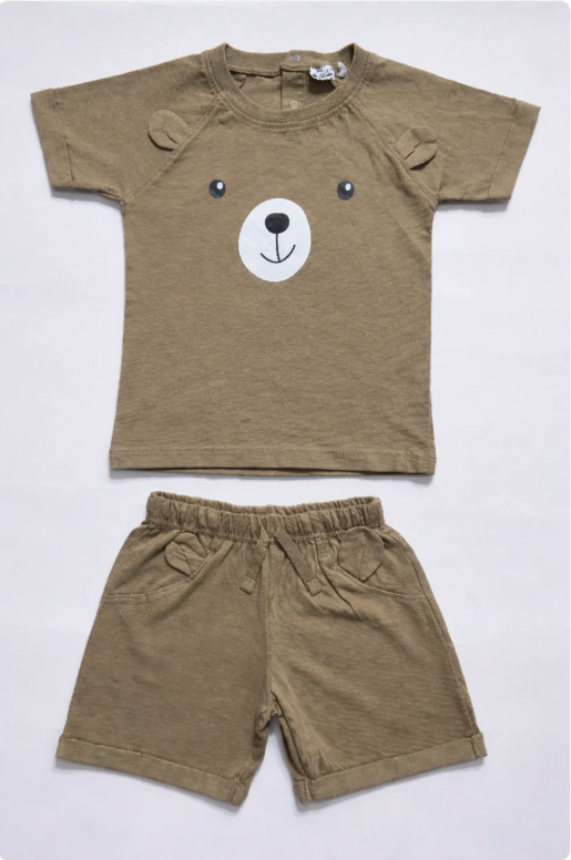 Baby's shorts set - brown bear (3pcs set)