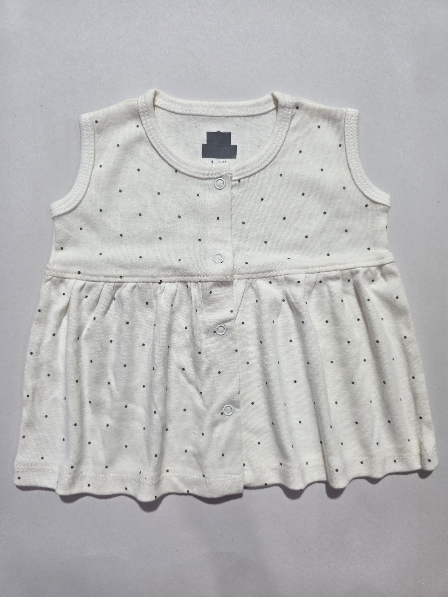 Baby's LS full open frock - dots
