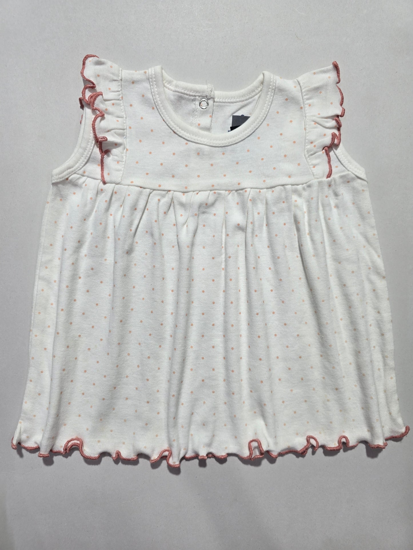 Baby's LS full open frock - orange dots