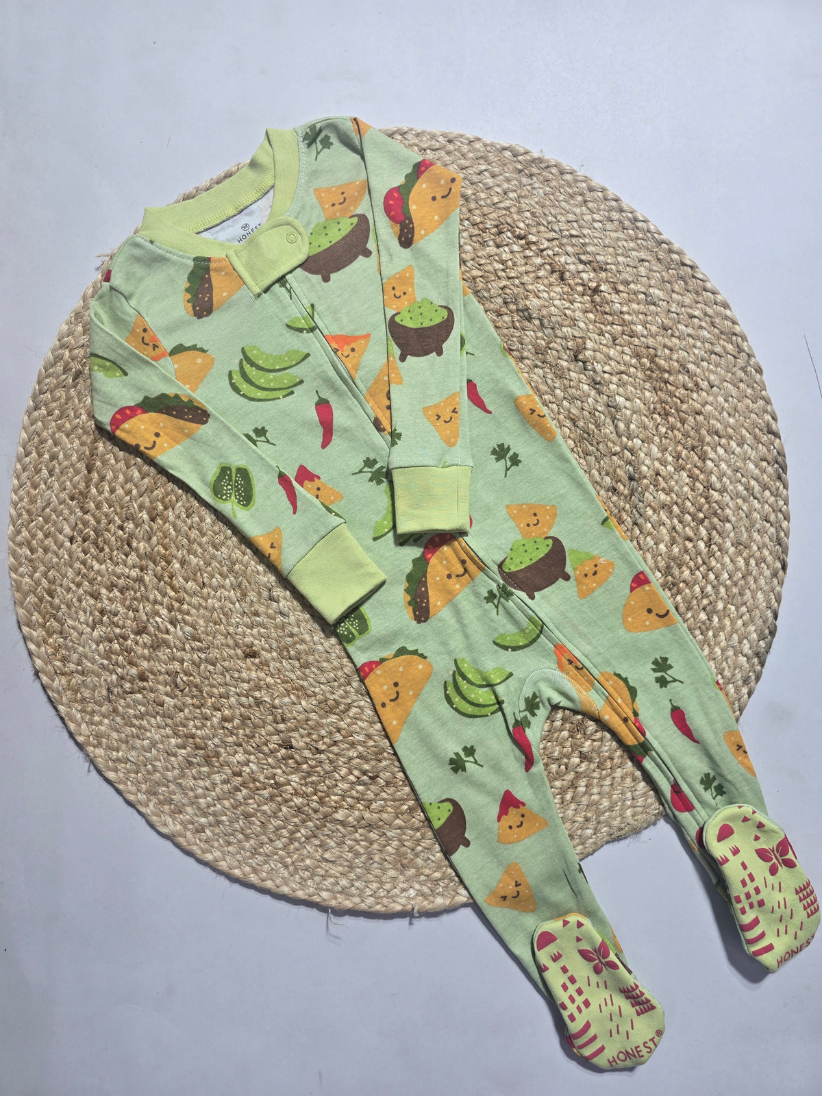 Baby's FS jumpsuit with shoe - green fruits