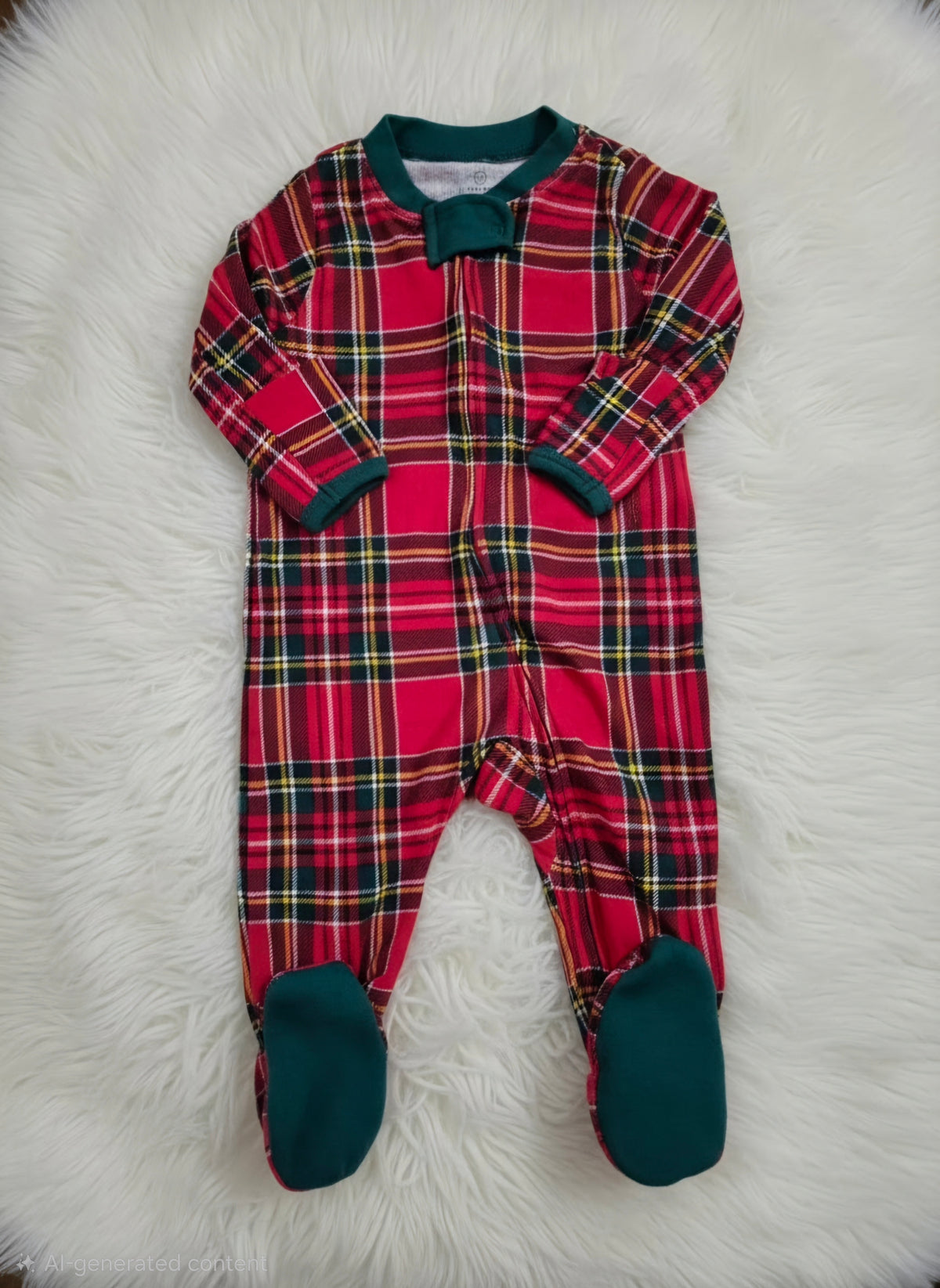 Baby's FS jumpsuit with shoe - Red green checked