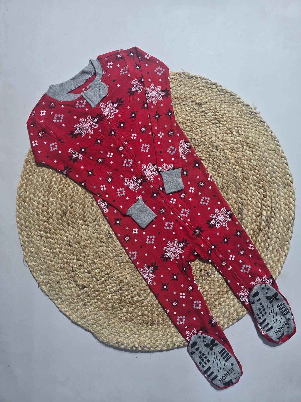 Baby's FS jumpsuit with shoe - r/b snow stars