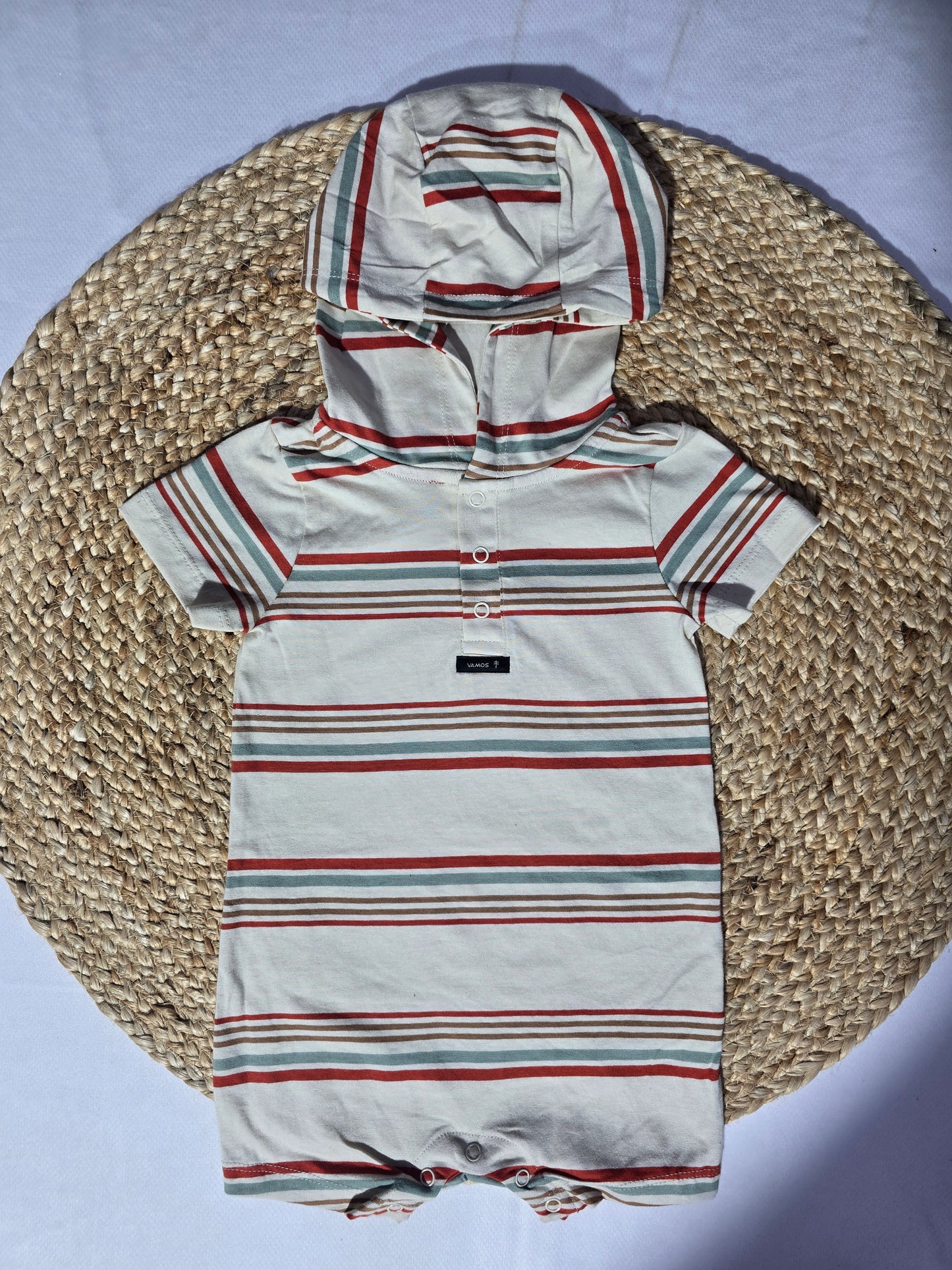 baby's half jumpsuit - dark stripes