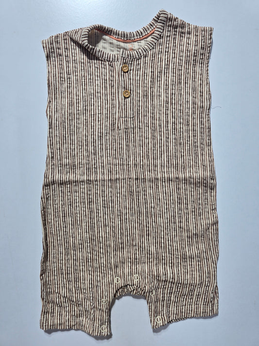 Baby's LS half jumpsuit - brown stripe