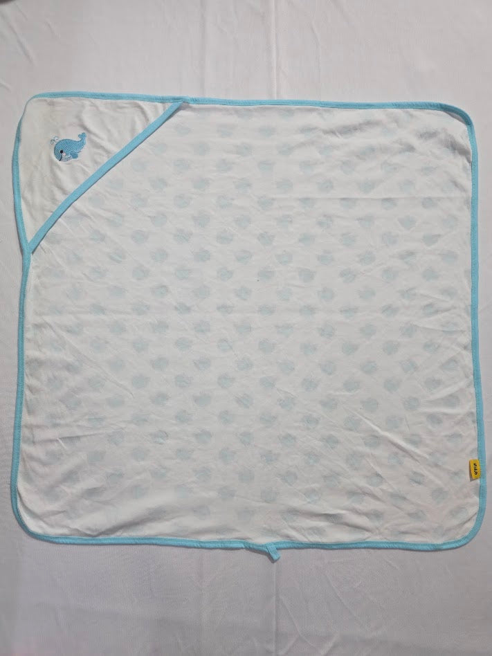 Baby's Hooded wrapper blanket - blue whale
