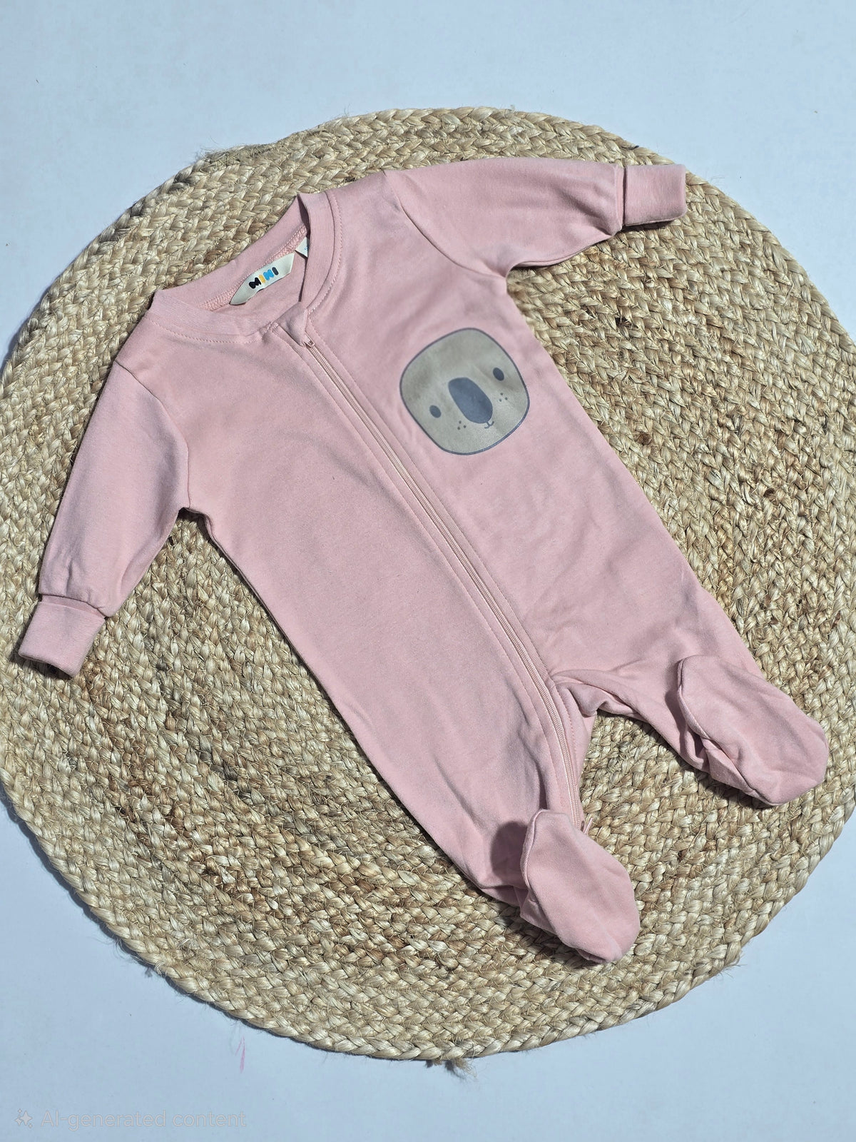 Baby's two-way zip FS jumpsuit with shoe - dark peach
