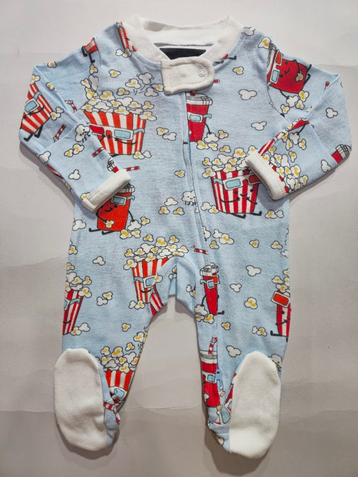 Baby's jumpsuit /sleepsuit with shoe - blue pop