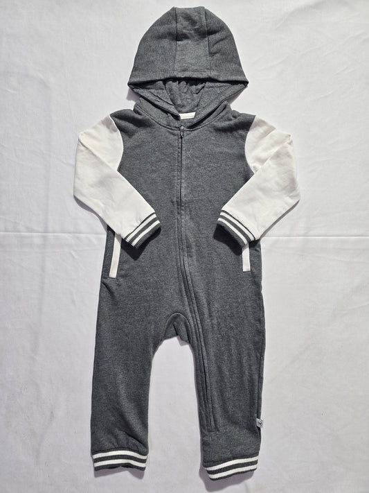 Grey Cotton Baby Sleepsuits & Jumpsuits with Attached Shoe for Newborn Baby