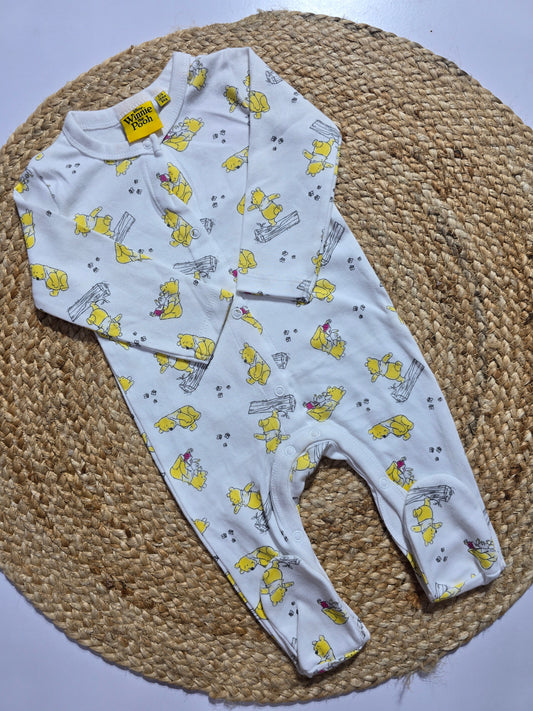 Baby's FS jumpsuit /sleepsuit with shoe - pooh white