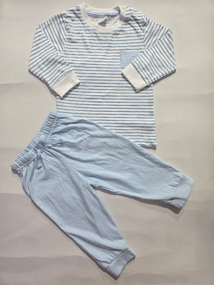 Baby's pant set - blue stripes