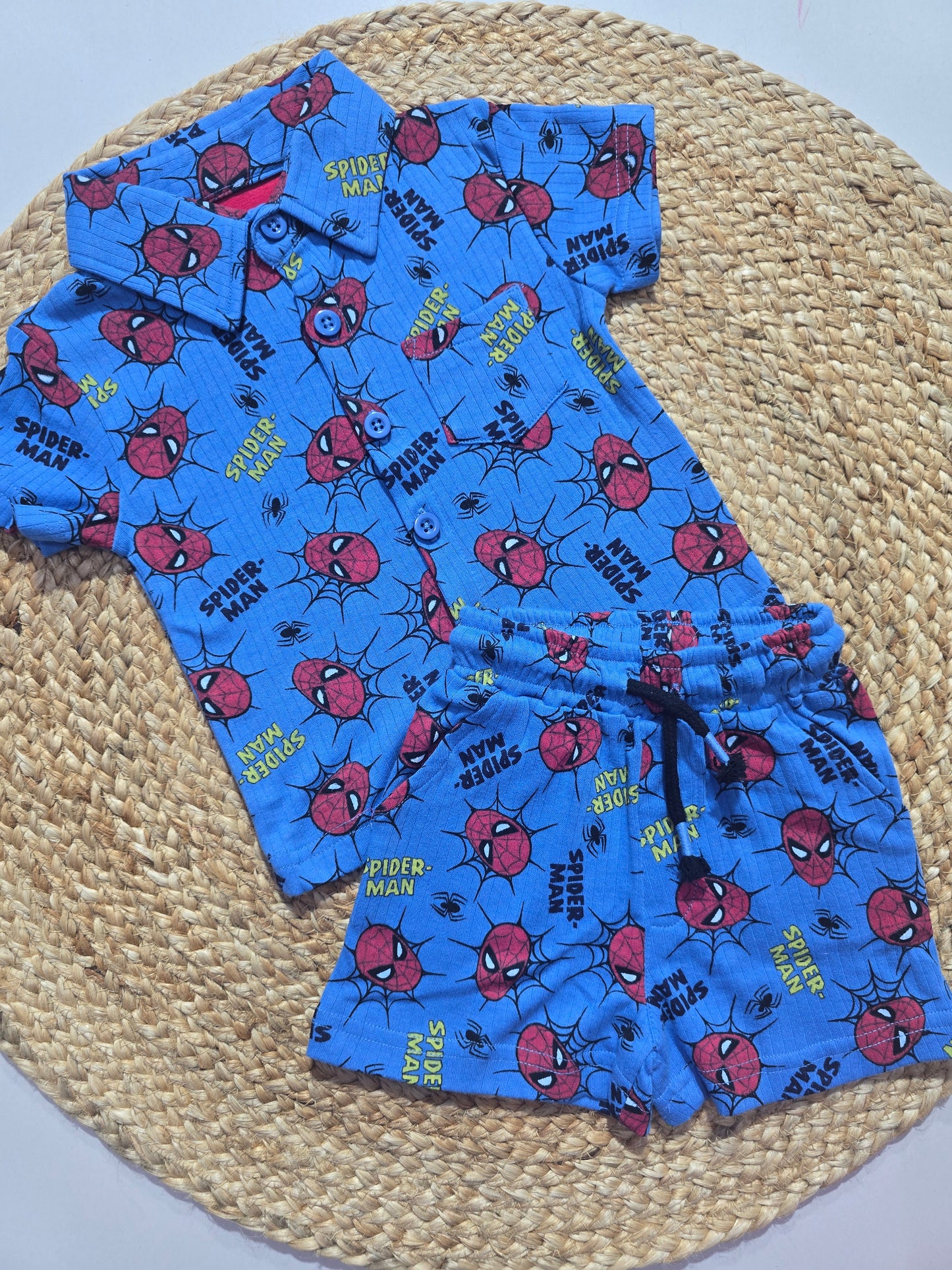 Baby's shorts set - blue spidy