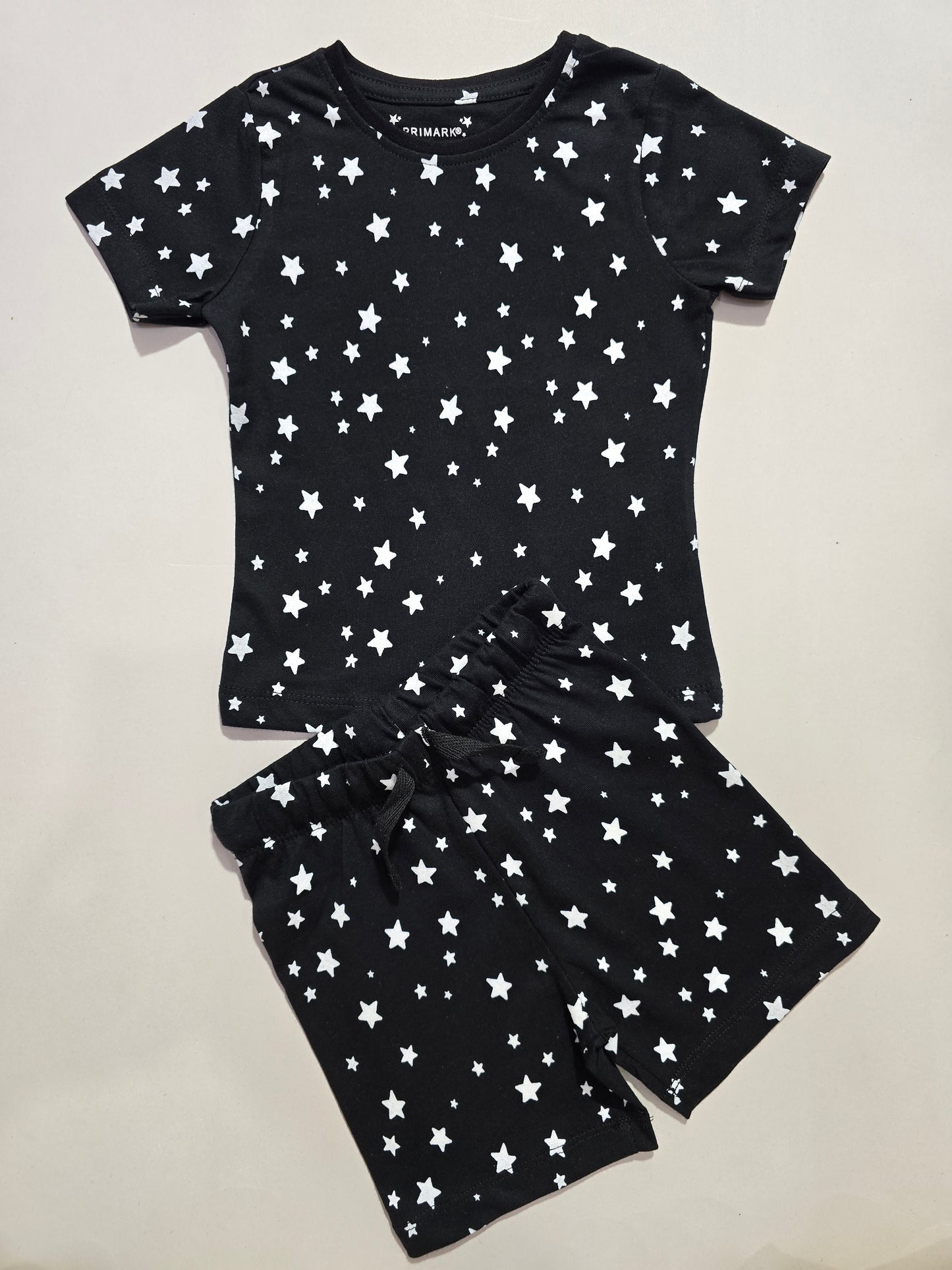Baby Boys Cotton Shorts Set – Black White Stars Design