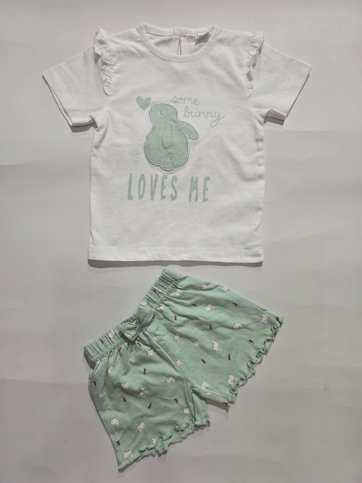 Baby's shorts set - bunny green