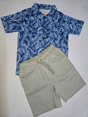 Boy's short set - blue trees