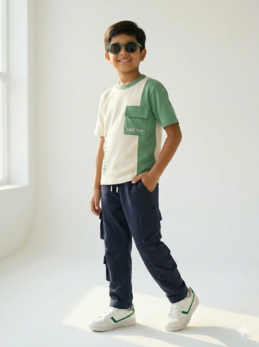 Boy's cargo pant set - green