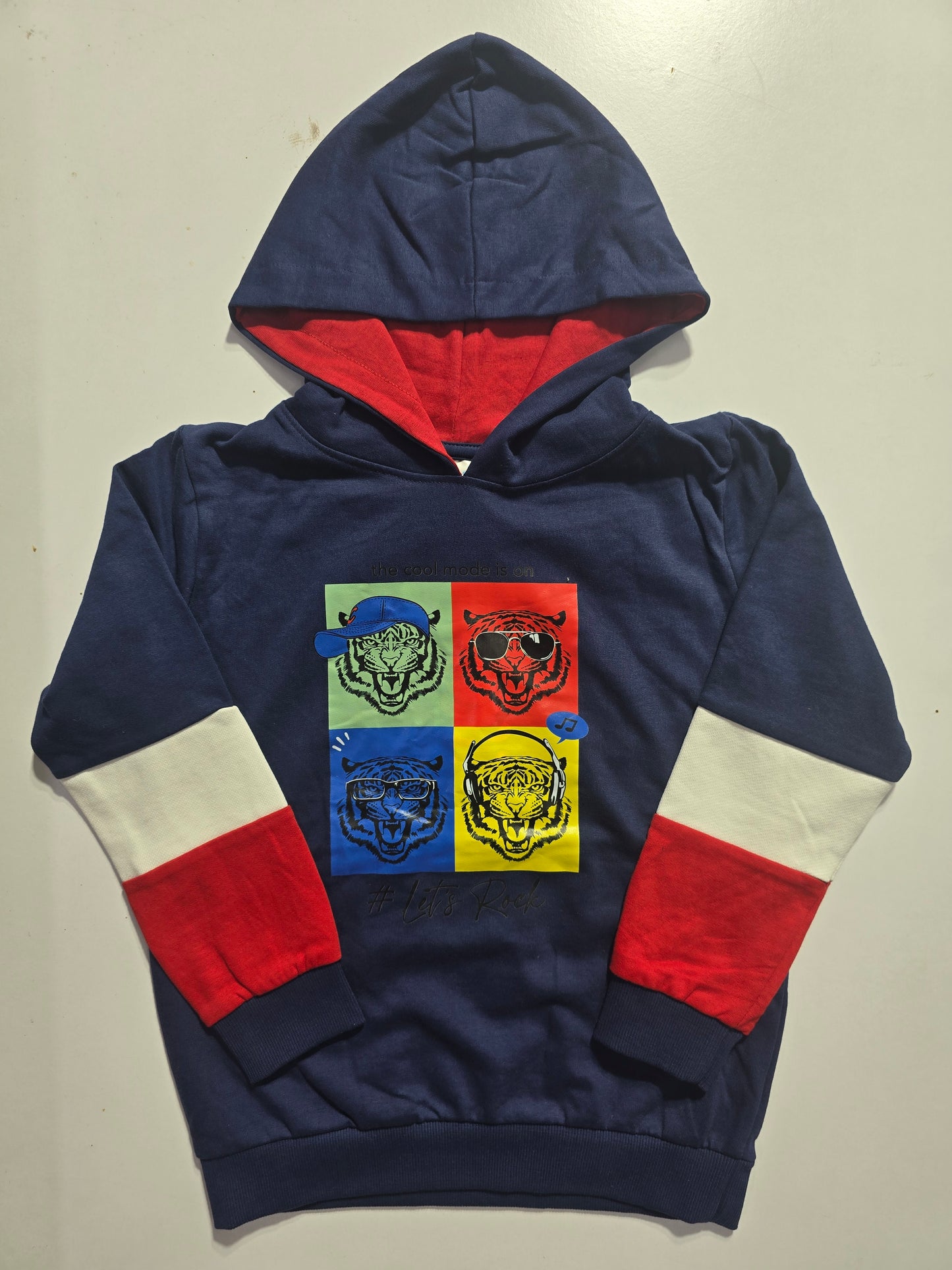 Boy's loop knit hoodie - tiger