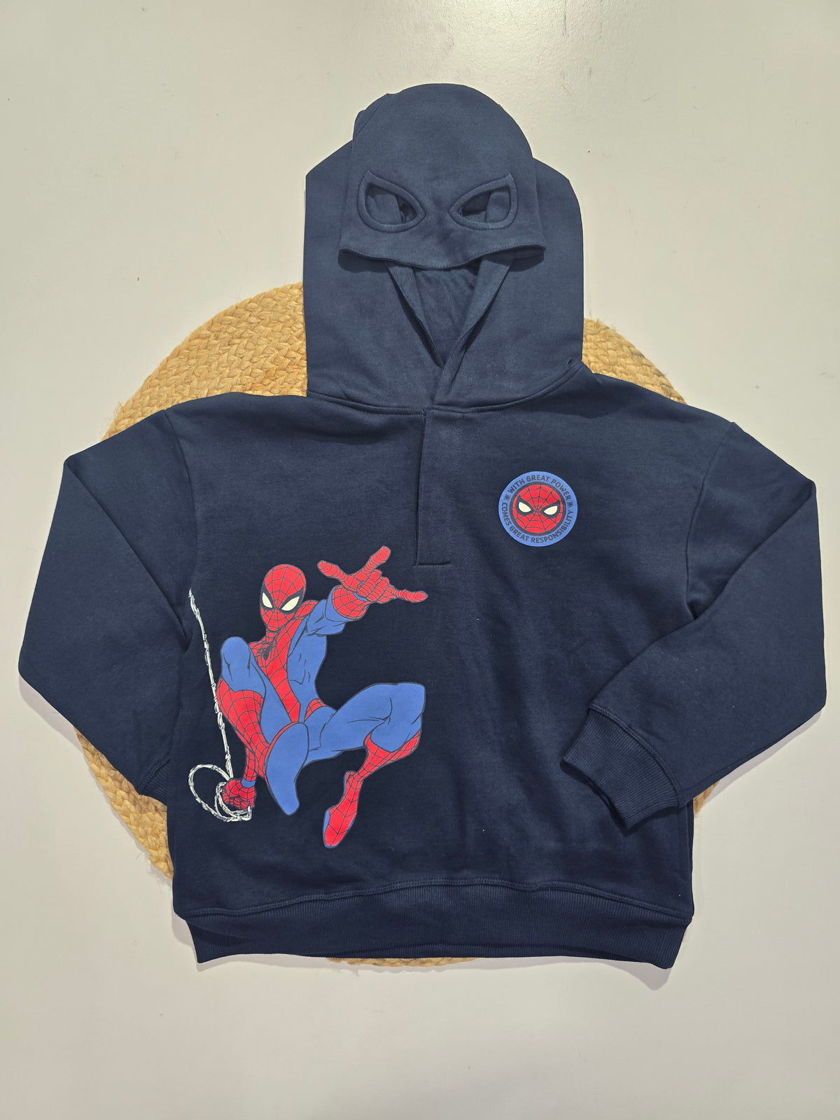 Boy's loop knit hoodie - navy spider man