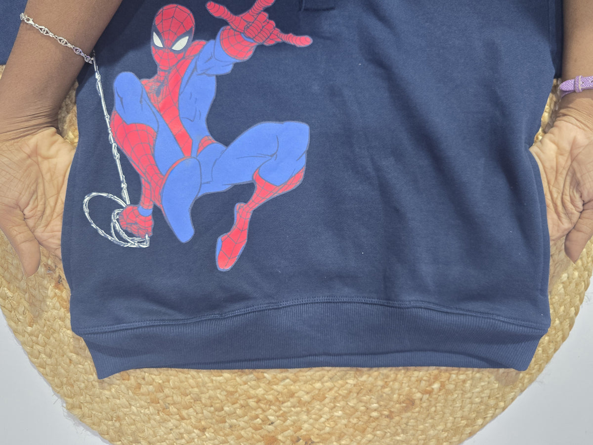 Boy's loop knit hoodie - navy spider man